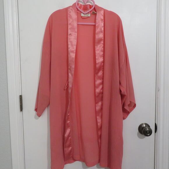 Victoria's Secret Womens One Size Salmon Pink Vintage Gold Label Sheer Robe - Picture 1 of 8